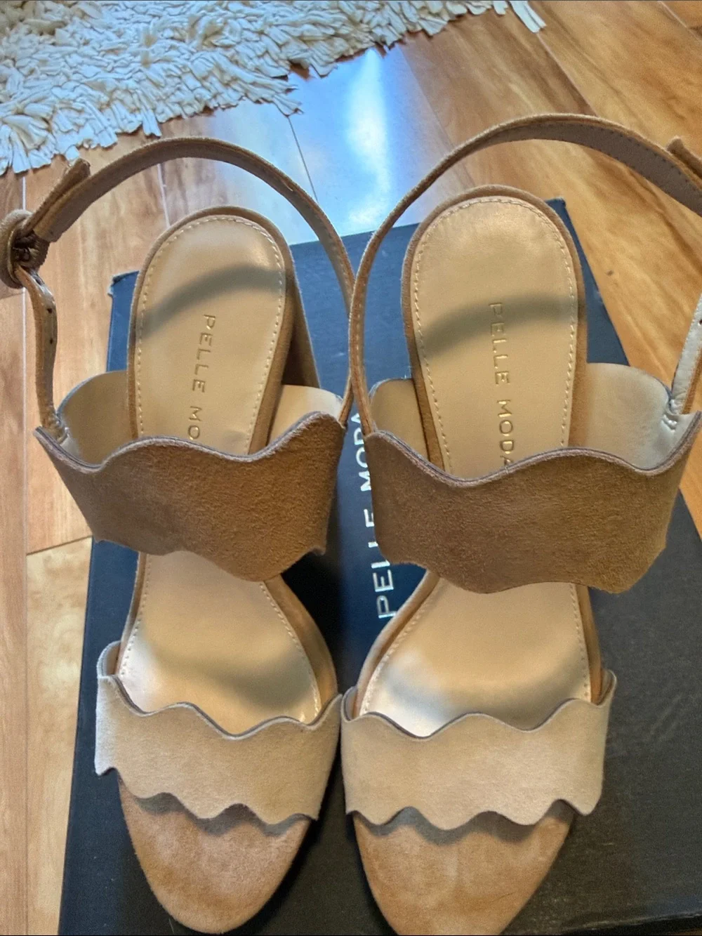 Pella Moda platform block suede leather heels